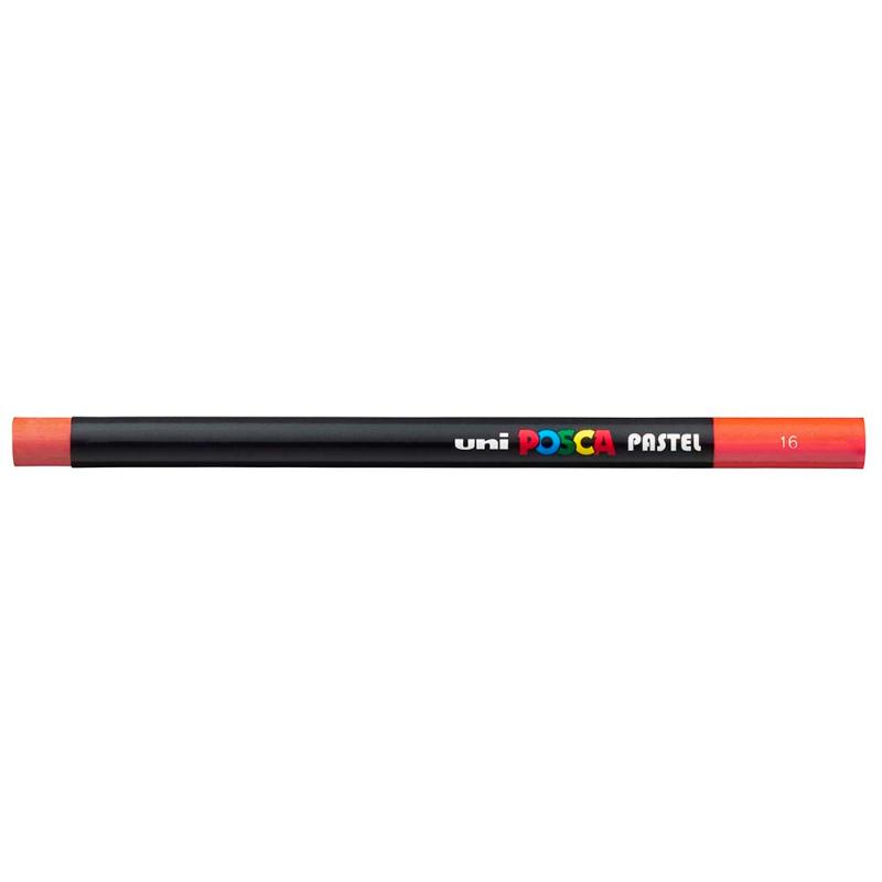 Uni Posca Pastel Vermilion in vibrant red-orange, ideal for smooth blending and versatile use on various surfaces.
