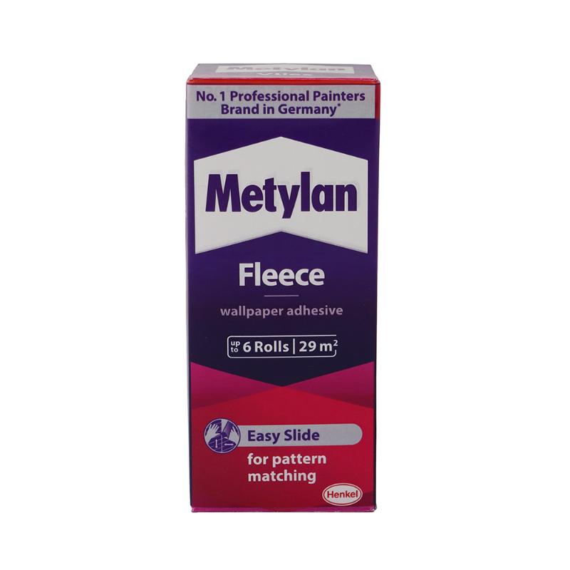 Metylan Fleece Wallpaper Paste 180g in vibrant pink, provides strong adhesion for easy, quick wallpaper application.