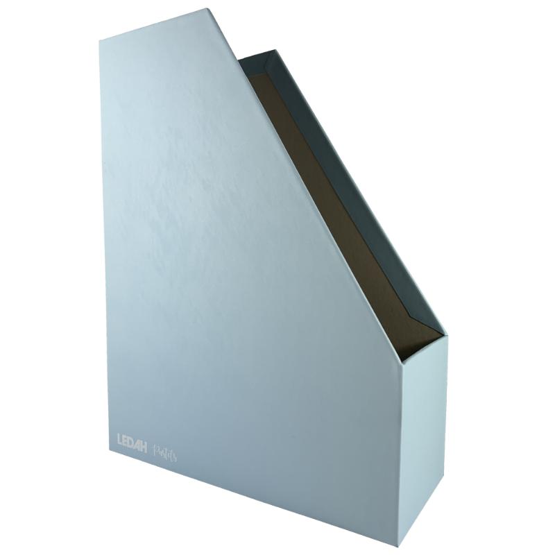Blue Ledah Pastels Magazine File for A4 papers, eco-friendly paperboard, customizable nameplate, stylish desk organization.