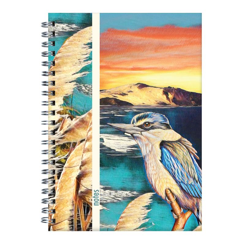 Kanuka Glen Art Notebook A5 featuring John Jepson's vibrant birdlife artwork, hard cover, 192 smooth, ruled pages.