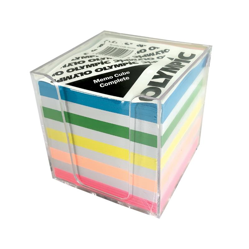 Colorful Olympic Memo Cube, 97x97mm, perfect for stylish note-taking and organization at home or in the office.