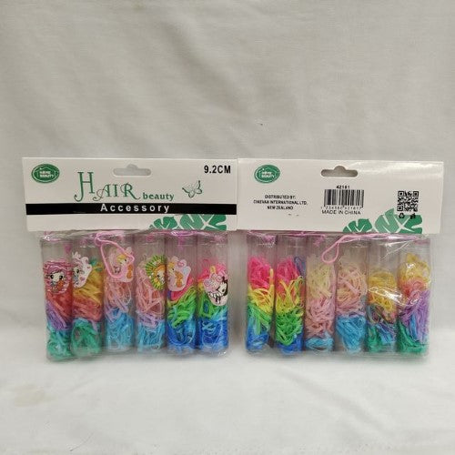 Vibrant 9.2cm elastic hair bands in 12 pack, perfect for secure styles and minimizing hair damage, ideal for all hair types.