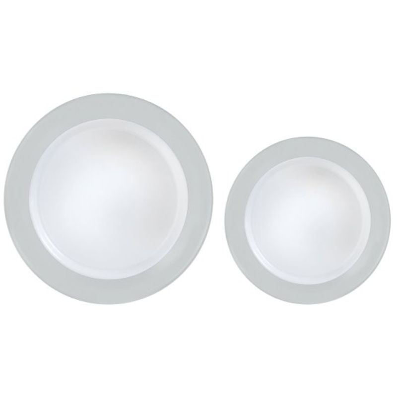 Premium Plastic Plates Hot Stamped with Silver Border - Pack of 20