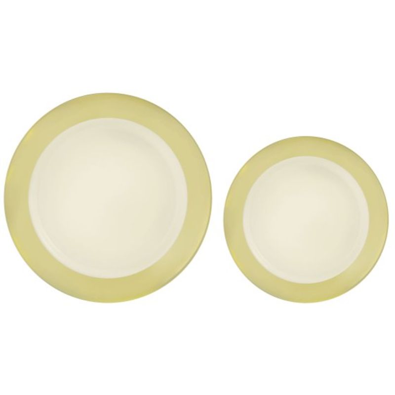 Premium Plastic Plates Hot Stamped Vanilla Creme with Border - Pack of 20