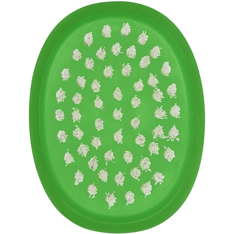 OXO Good Grips Vegetable Brush with durable nylon bristles, flexible design, and non-slip grip for cleaning tough veggies.