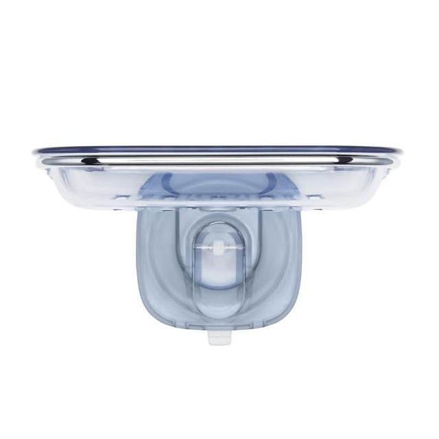 OXO Good Grips StrongHold Suction Soap Dish featuring strong suction, drainage slots, and sleek design for organized bathrooms.