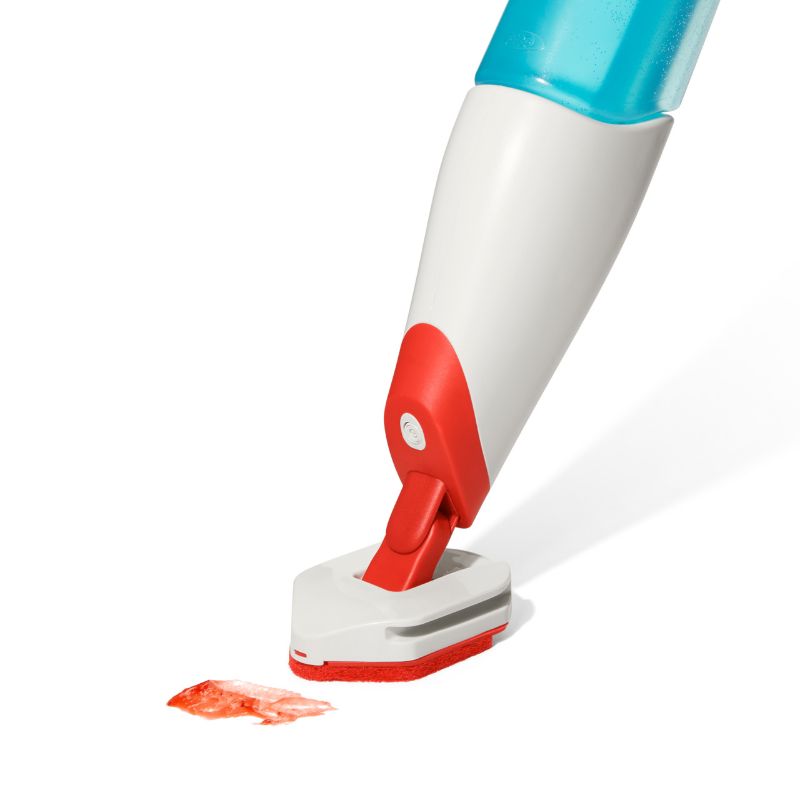 Durable OXO refill scrubbers for Anti-Microbial Spray Mop, designed for tough stains, featuring textured surface for easy cleaning.