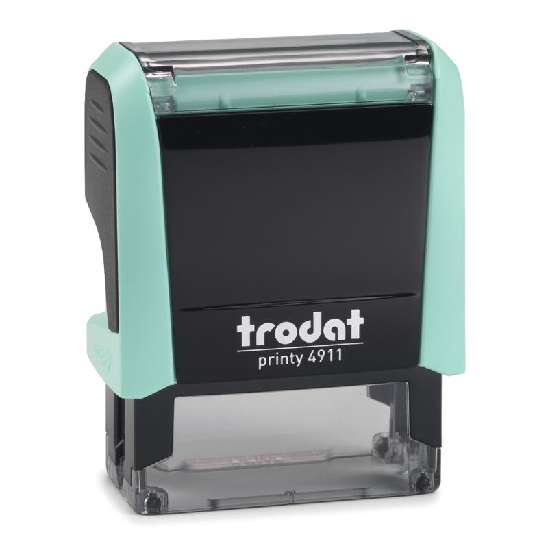 Self-inking Trodat Printy 4911 stamp in pastel green, perfect for crafting, labeling, and personalized imprints.