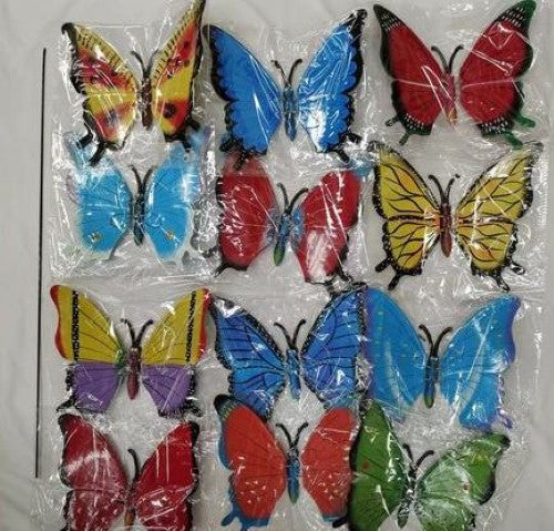 Set of 12 vibrant 8" butterfly wall art pieces, perfect for enhancing any indoor or outdoor decor.
