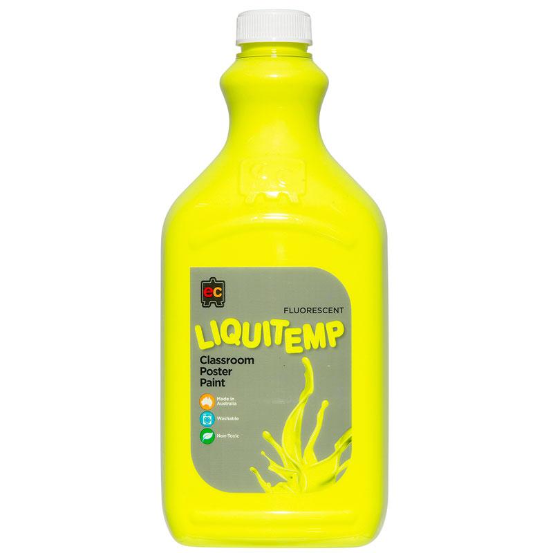 Vibrant 2L yellow fluorescent poster paint, non-toxic and water-based, ideal for safe art projects and crafting activities.