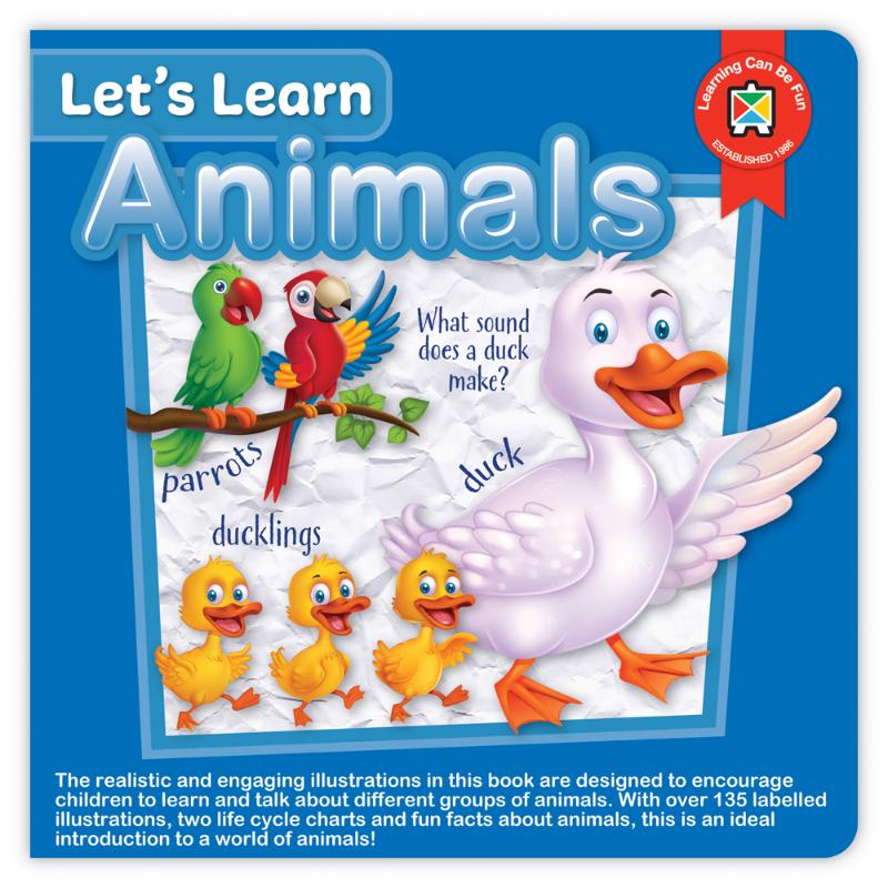 Brightly illustrated board book featuring common animals to engage toddlers in early learning and exploration.