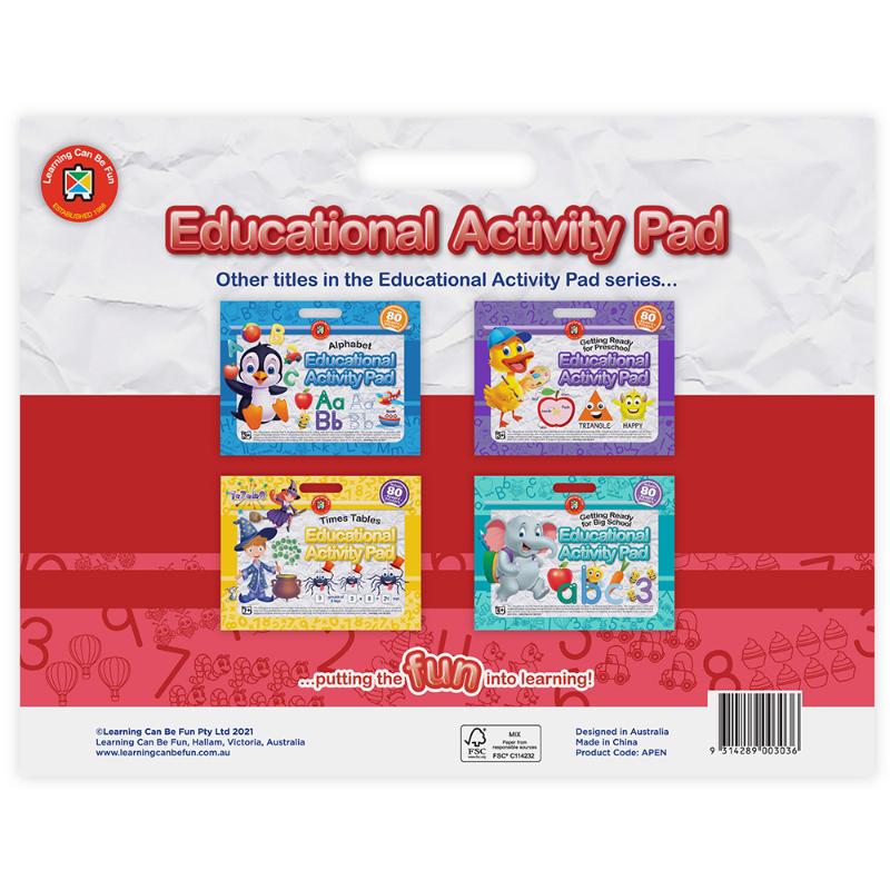 LCBF Educational Activity Pad for toddlers showcasing engaging number activities, vibrant images, and fine motor skill development.