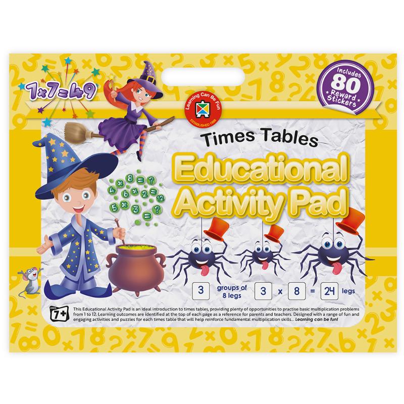 Colorful LCBF Educational Activity Pad featuring engaging multiplication activities and puzzles for kids to master times tables.