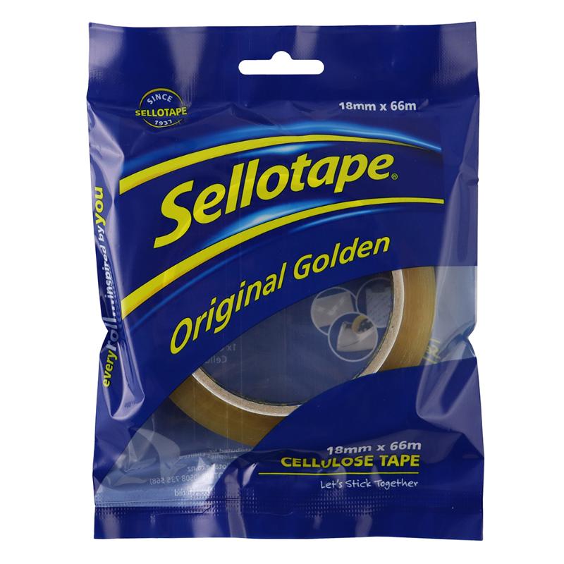 Sellotape 1105 Cellulose Tape, 18mm x 66m; easy-tear, tangle-free, biodegradable tape for crafts and packaging.