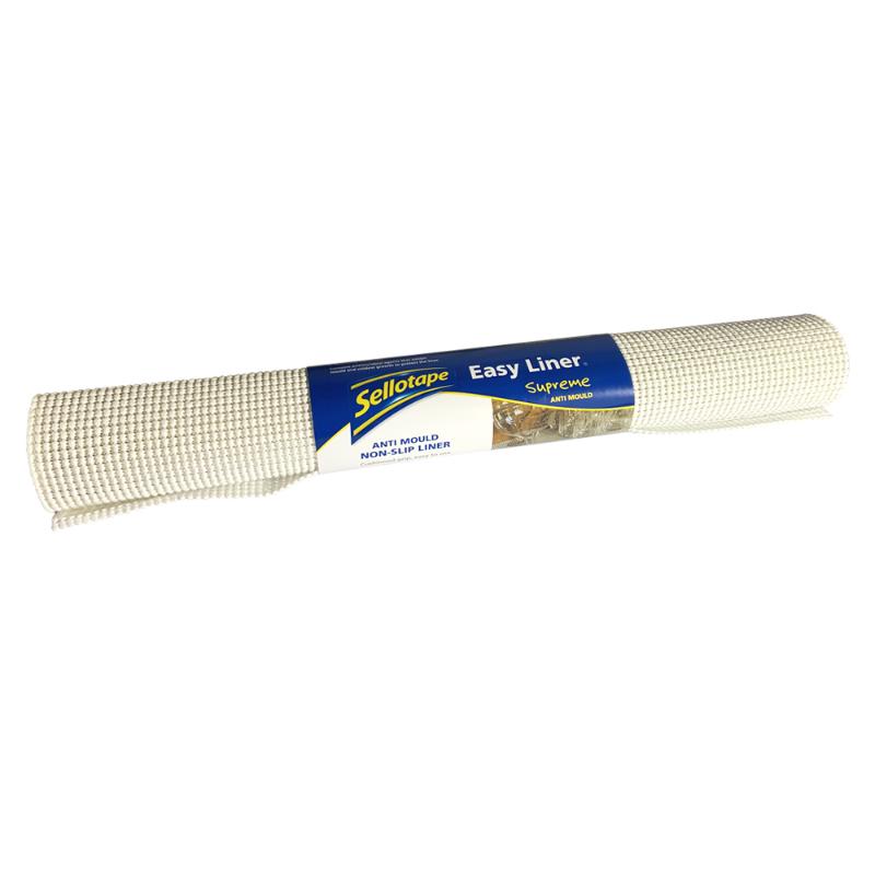 Sellotape Easy Liner Supreme White offers a non-adhesive, cushioned grip for organized, slip-free storage in any space.