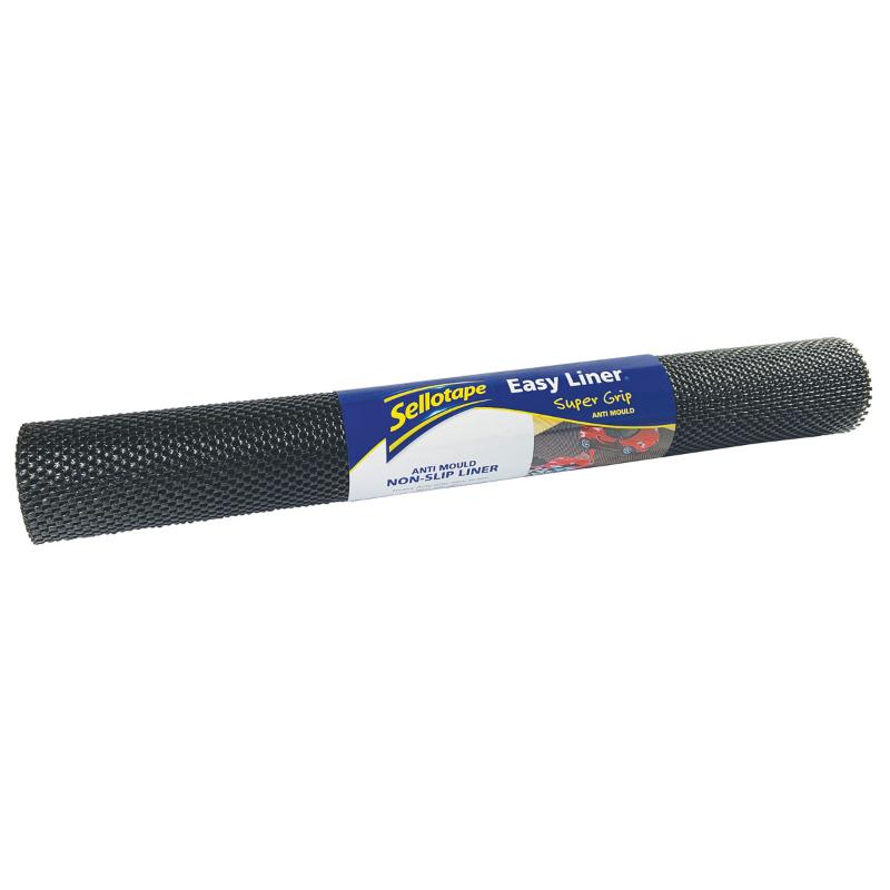 Sellotape Easy Liner Super Grip in black, durable non-adhesive liner, perfect for heavy-duty use in wet environments.
