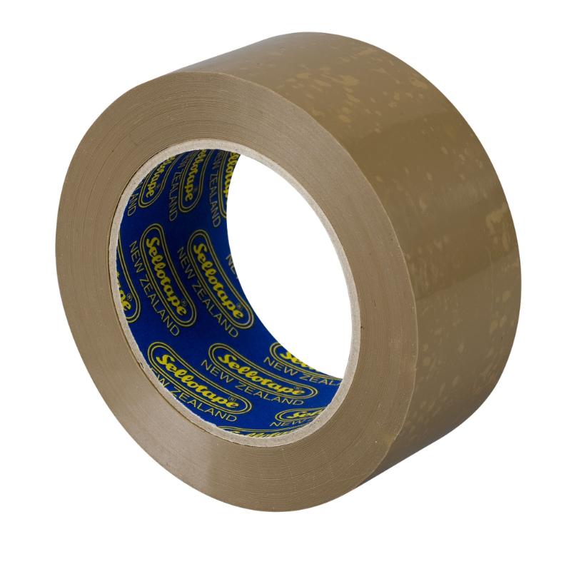 Sellotape 1553 Vinyl Brown tape, 48mm x 100m, extra strong adhesive for secure packaging and minimal noise during use.