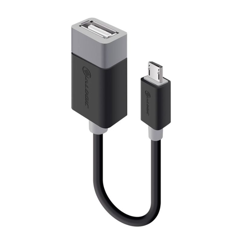 Alogic USB 2.0 Type B Micro to Type A OTG adapter, compact and durable, ideal for seamless device connectivity and data transfer.