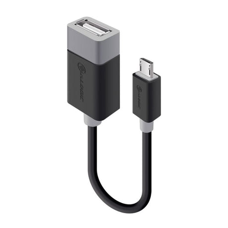Alogic USB 2.0 Type B Micro to Type A OTG adapter, compact and durable, ideal for seamless device connectivity and data transfer.