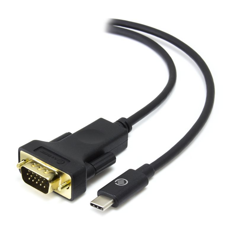 Alogic USB-C to VGA cable, 2m, male to male, black, supports up to 1080p resolution for seamless connectivity.