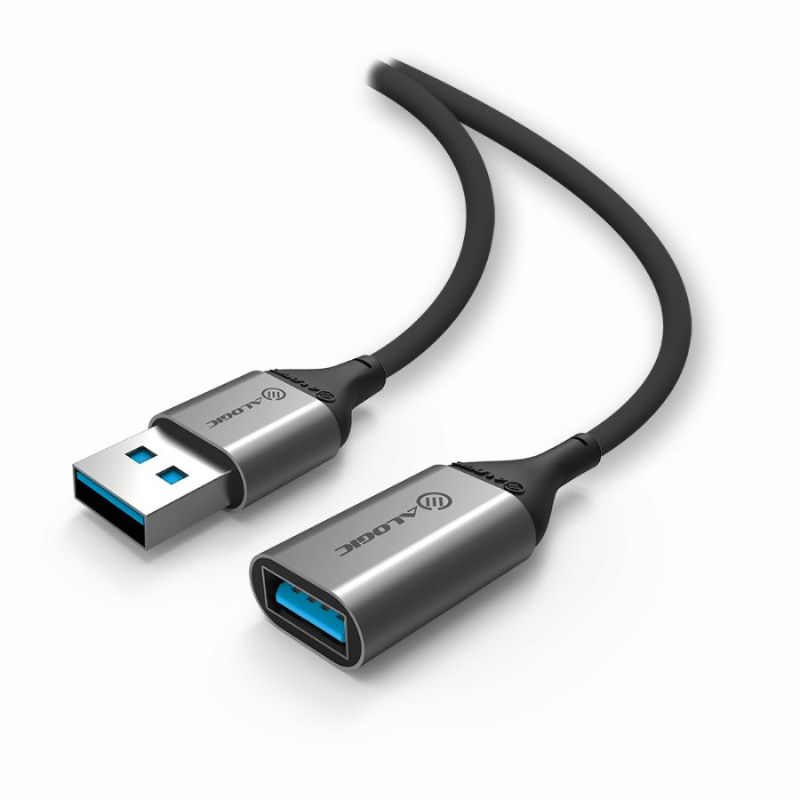 Alogic Ultra USB 3.0 USB-A Extension Cable, durable aluminum and TPE, high-speed data transfer up to 5 Gbps.
