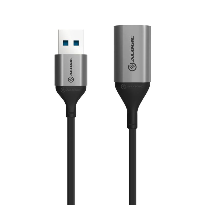 Alogic Ultra USB 3.0 extension cable, 5 Gbps speed, durable aluminum & TPE, connects USB devices easily and reliably.