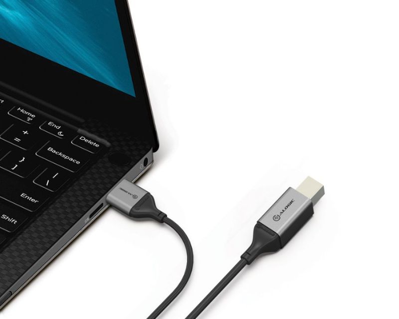 Alogic Ultra USB 2.0 USB-A to USB-B cable for fast data transfer, durable aluminum and TPE design, ideal for printers and scanners.