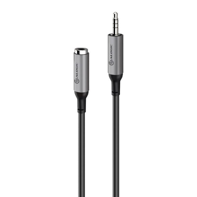 Alogic Ultra 3.5mm audio cable connects devices for high-quality sound transfer, featuring durable aluminum and TPE materials.