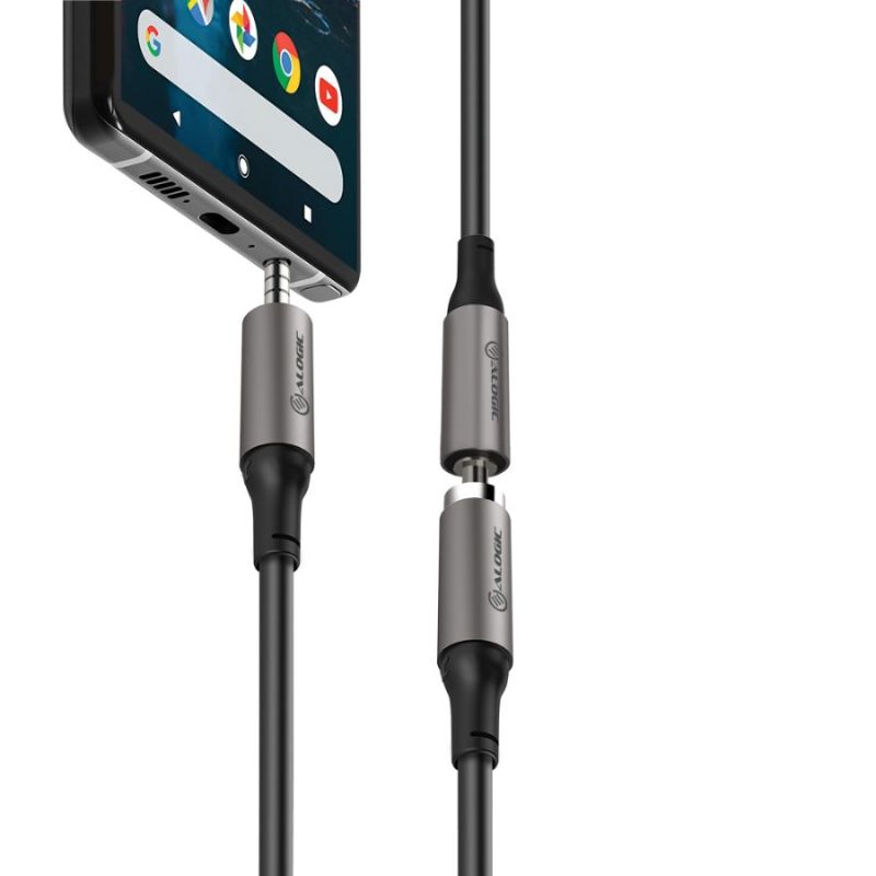Alogic Ultra 3.5mm male to female audio cable for seamless audio connections with durable aluminum and TPE materials.