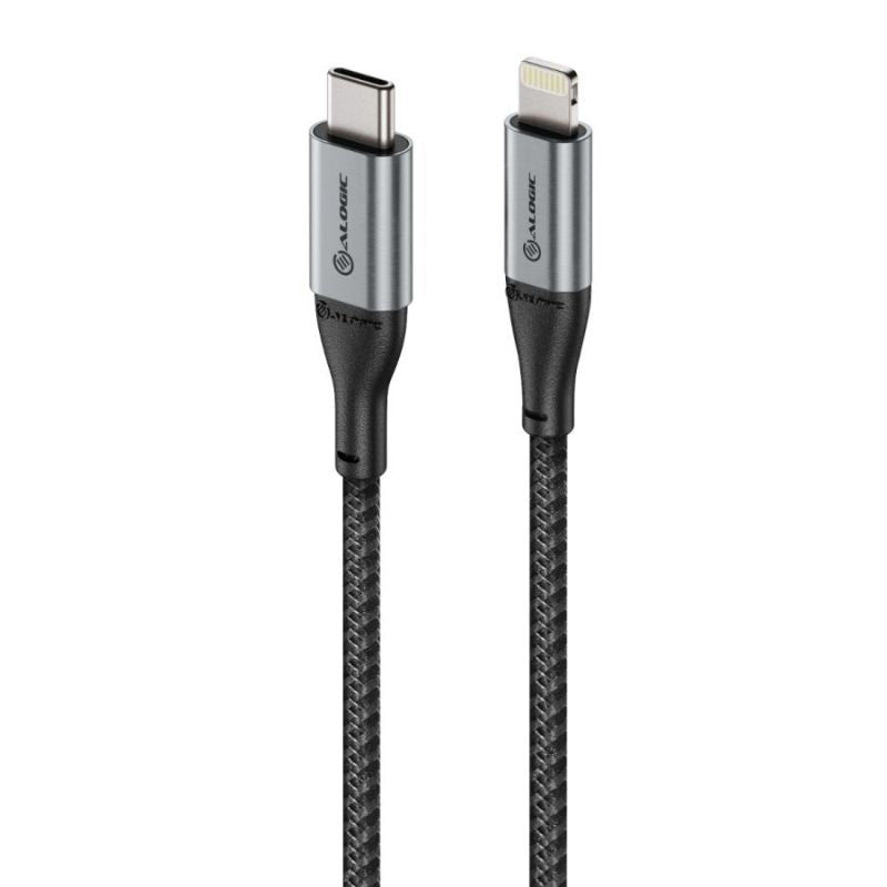 Alogic SUPER Ultra USB-C to Lightning Cable, 1.5m long, durable aluminum and TPE design for fast charging and data transfer.