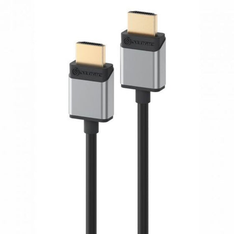 Alogic Slim 8K HDMI cable in Space Grey, 2m, supports 8K/10K resolution, perfect for high-performance audio/video.