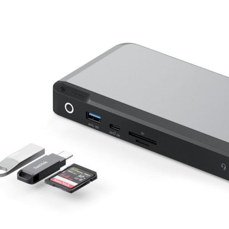 Alogic MX3 USB-C Docking Station in Space Grey and Black, supporting triple displays and multiple ports for enhanced connectivity.