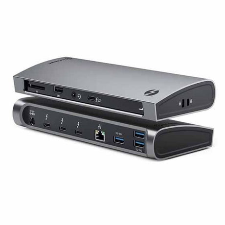 Alogic Thunderbolt 4 BLAZE Docking Station with 4K display, 96W charging, and multiple USB ports in stylish space grey.