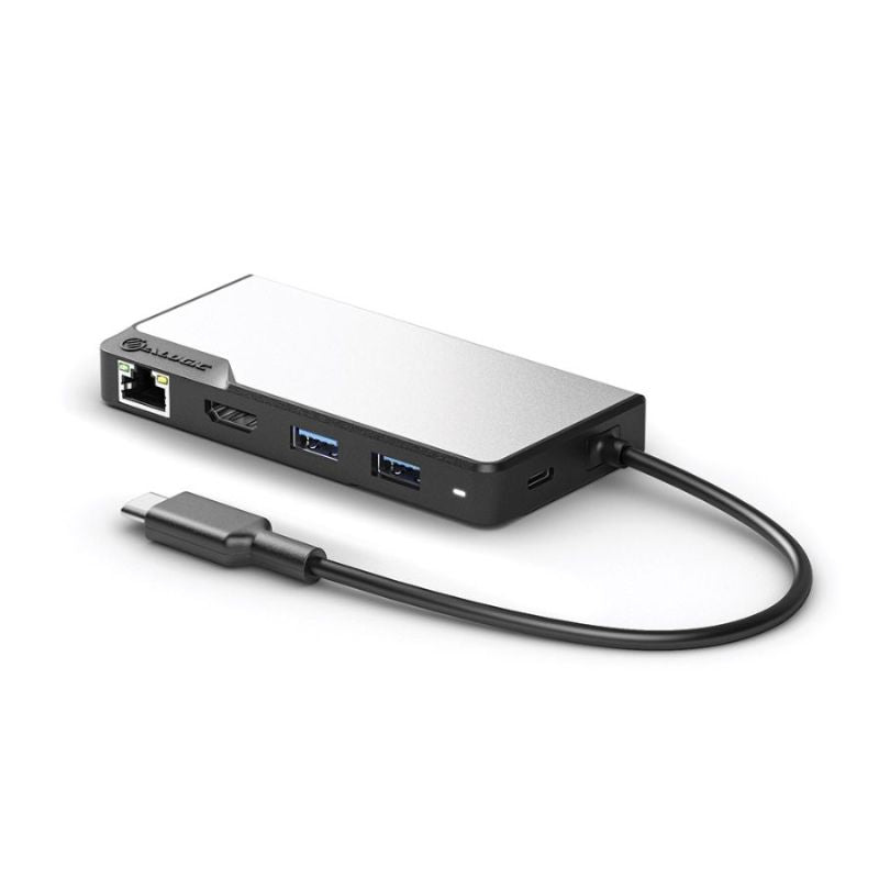 Alogy USB-C Fusion ALPHA 5-in-1 Hub V2 combining USB-C, USB-A, HDMI, and SD for high-speed connectivity and 4K video output.