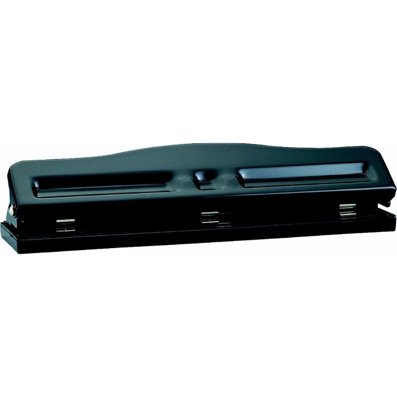 Adjustable 3-hole punch for efficient paper organization, featuring durable steel, clean 7mm holes, and removable chip tray.