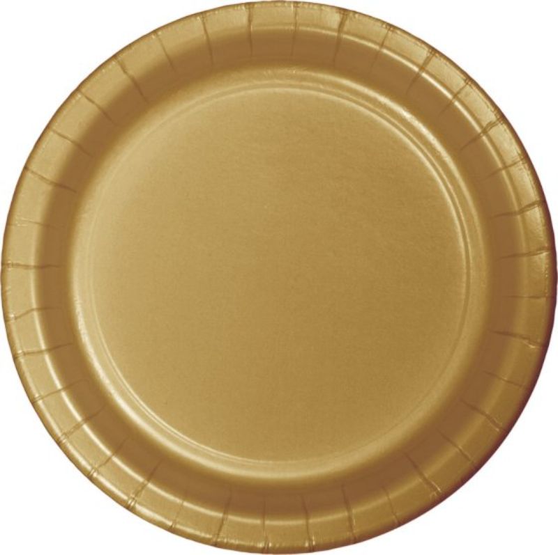 Glittering Gold Dinner Plates Paper 23cm - Pack of 24