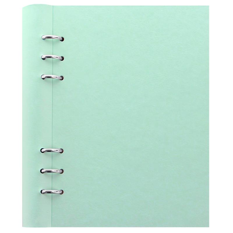 A5 Clipbook in Duck Egg color with leather-look cover, flexible capacity, and storage for notes, pens, and keys.