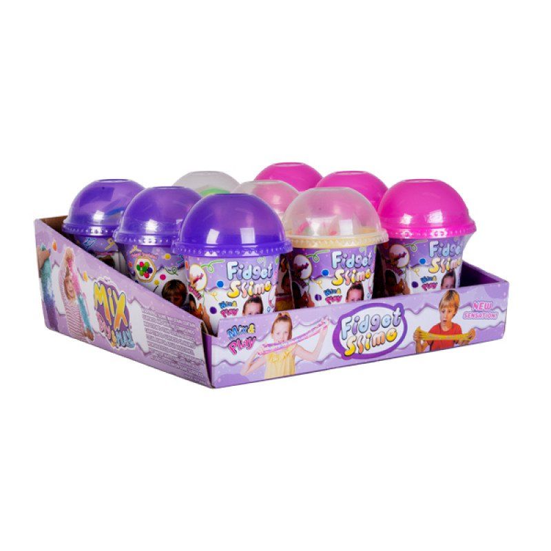 Colorful Fidget Slime Set in fun slushie-shaped containers, perfect for stress relief and sensory play for all ages.