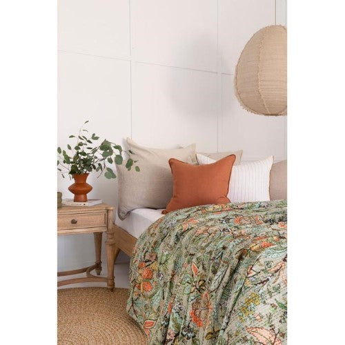 Handmade King Size Kantha Quilt featuring vibrant block prints, reversible design, and cozy 100% cotton for stylish decor.