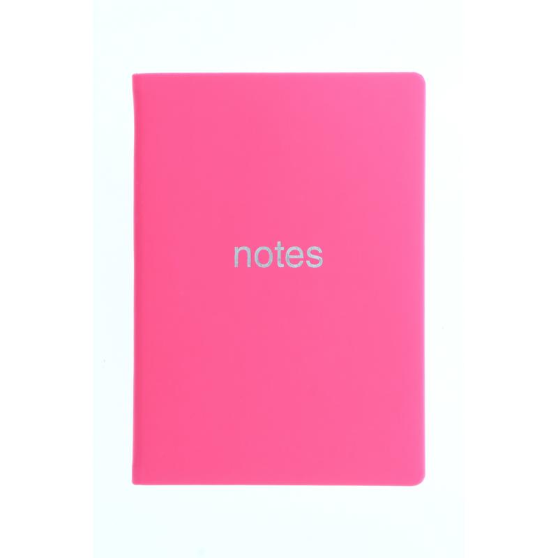 A5 pink notebook with luxury micro texture cover, silver foil design, 192 ruled pages, and ribbon marker for elegance.