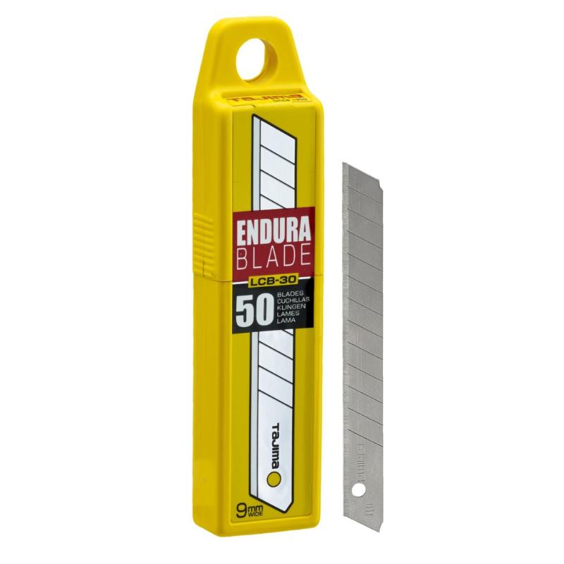 Bulk pack of 50 ultra-sharp 9mm light-duty snap-off blades in a sturdy hard case, perfect for precise crafting and repairs.