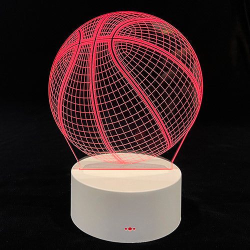 Colour Changing Basketball Night Light featuring 7 vibrant LEDs, USB or battery power, and touch-sensitive color selection.