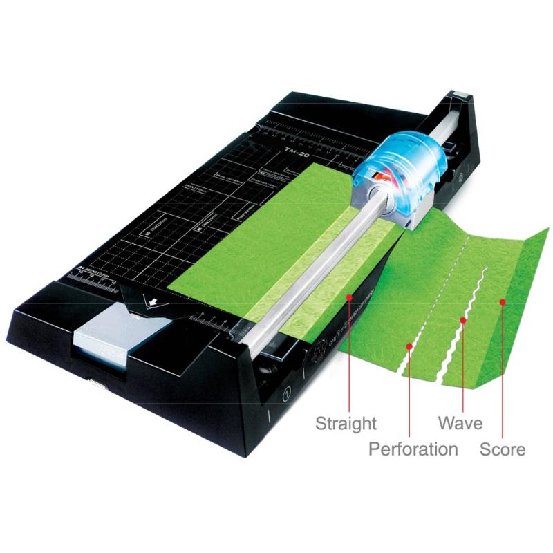 Ledah TM20 A4 Trimmer 5-In-1 with 320mm cutting length, five cutting options, and waste bin for efficient paper cutting tasks.