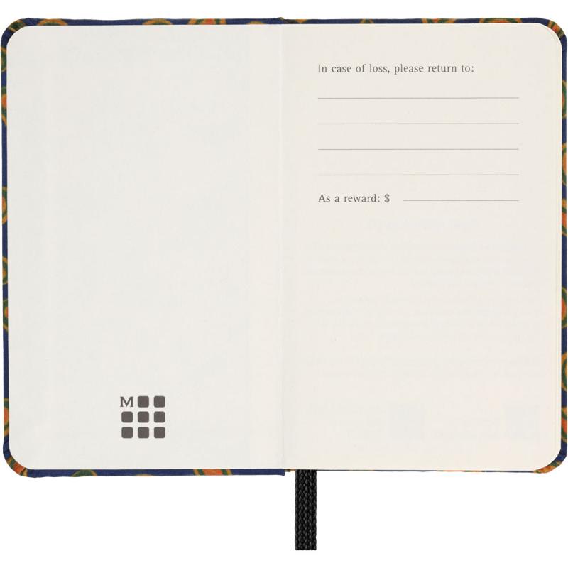 Moleskine LE Silk Blue XS Notebook features a silk cover, elastic closure, and ivory acid-free pages, presented in a stylish gift box.