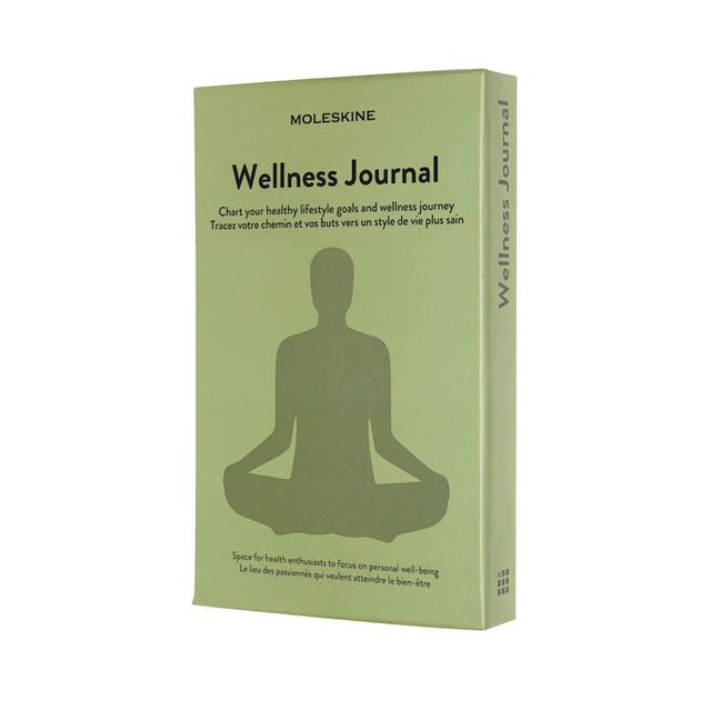 Moleskine Passion Journal - Wellness with debossed cover, 400 pages, tabbed sections, and themed stickers for personal growth.