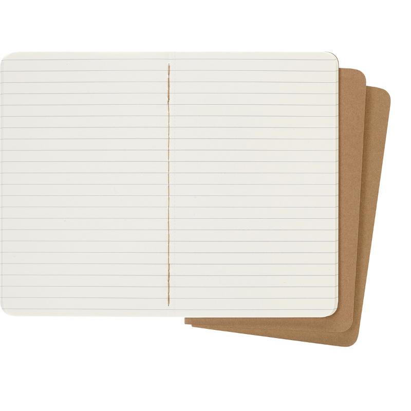 Moleskine Cahier Journals pack of 3, featuring kraft brown covers, ruled pages, and detachable sheets for versatile note-taking.