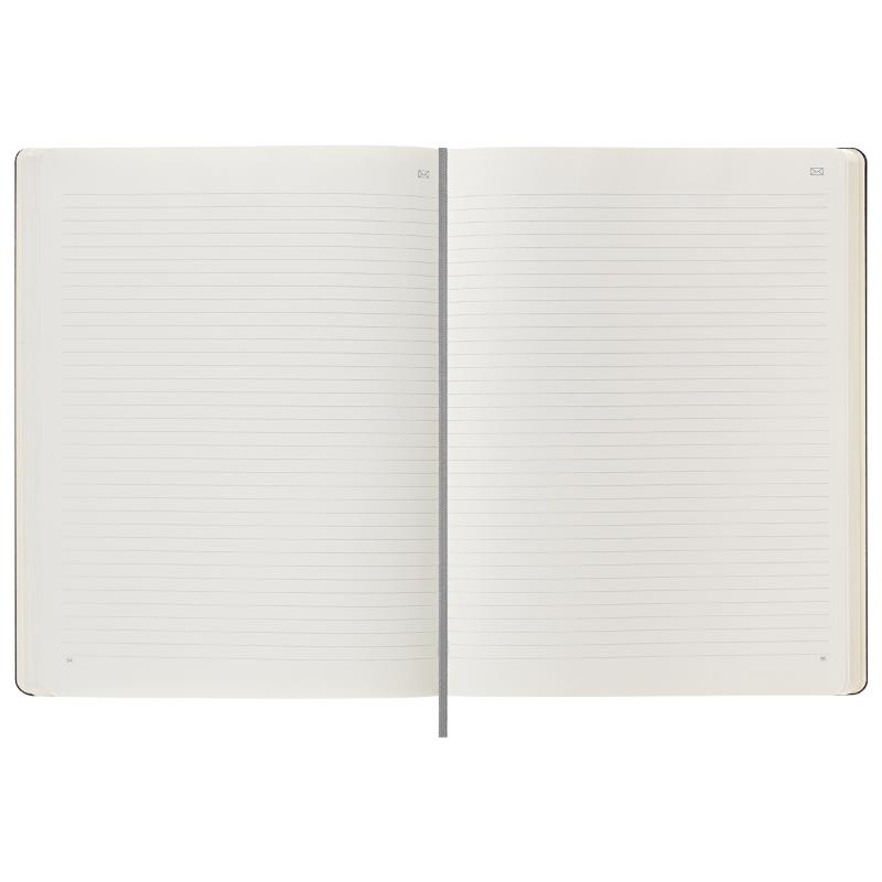 Moleskine Smart Notebook XL in black, featuring ruled 100gsm ivory paper, Ncoded technology, and an expandable inner pocket.