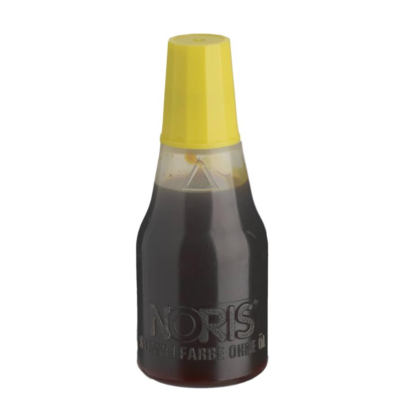 Noris #110 Yellow Endorsing Ink in a 25ml bottle, ideal for clear, quick-drying stamping on paper and cardboard.