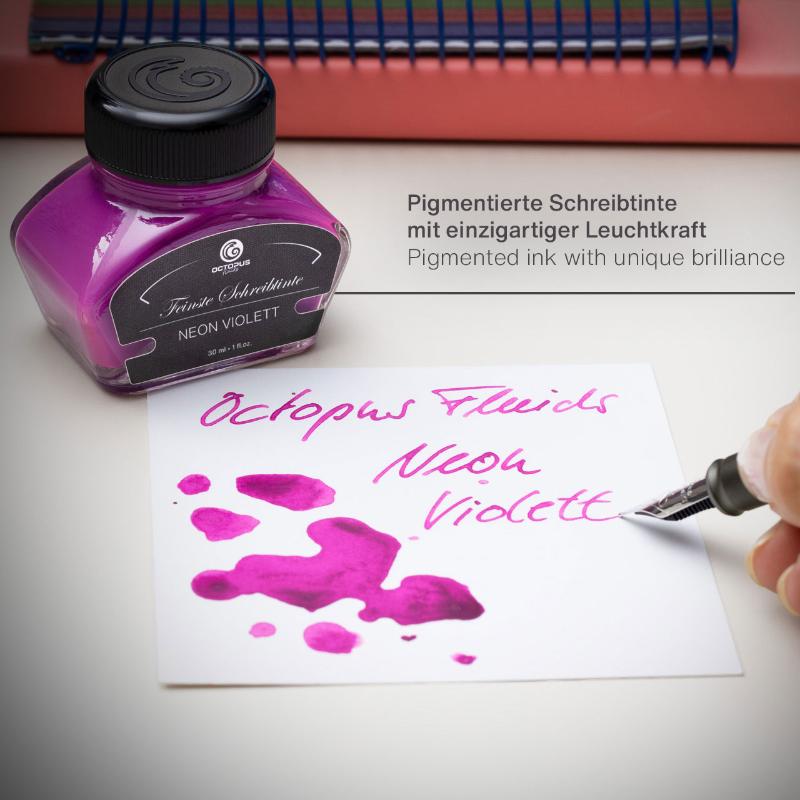 Fluorescent Neon Violet highlighter ink in a 30ml bottle, perfect for vibrant highlights and artistic expression.