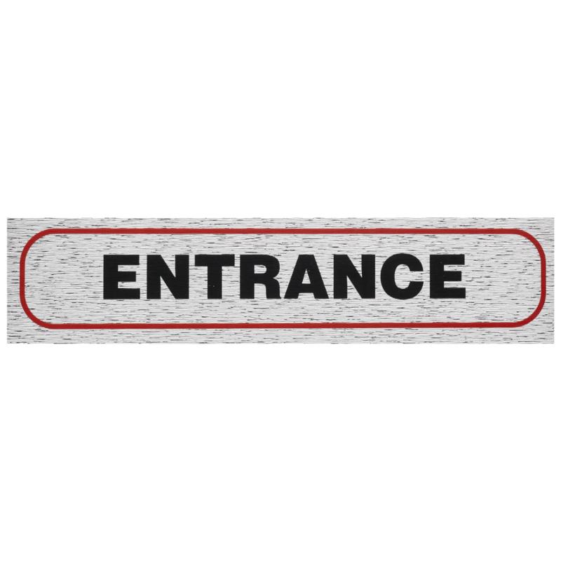 Self-adhesive brushed aluminum entrance sign, durable, stylish, for indoor/outdoor use, measuring 170x40mm.